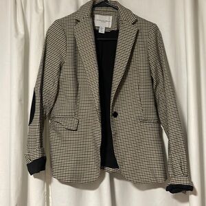 Plaid blazer with elbow patch